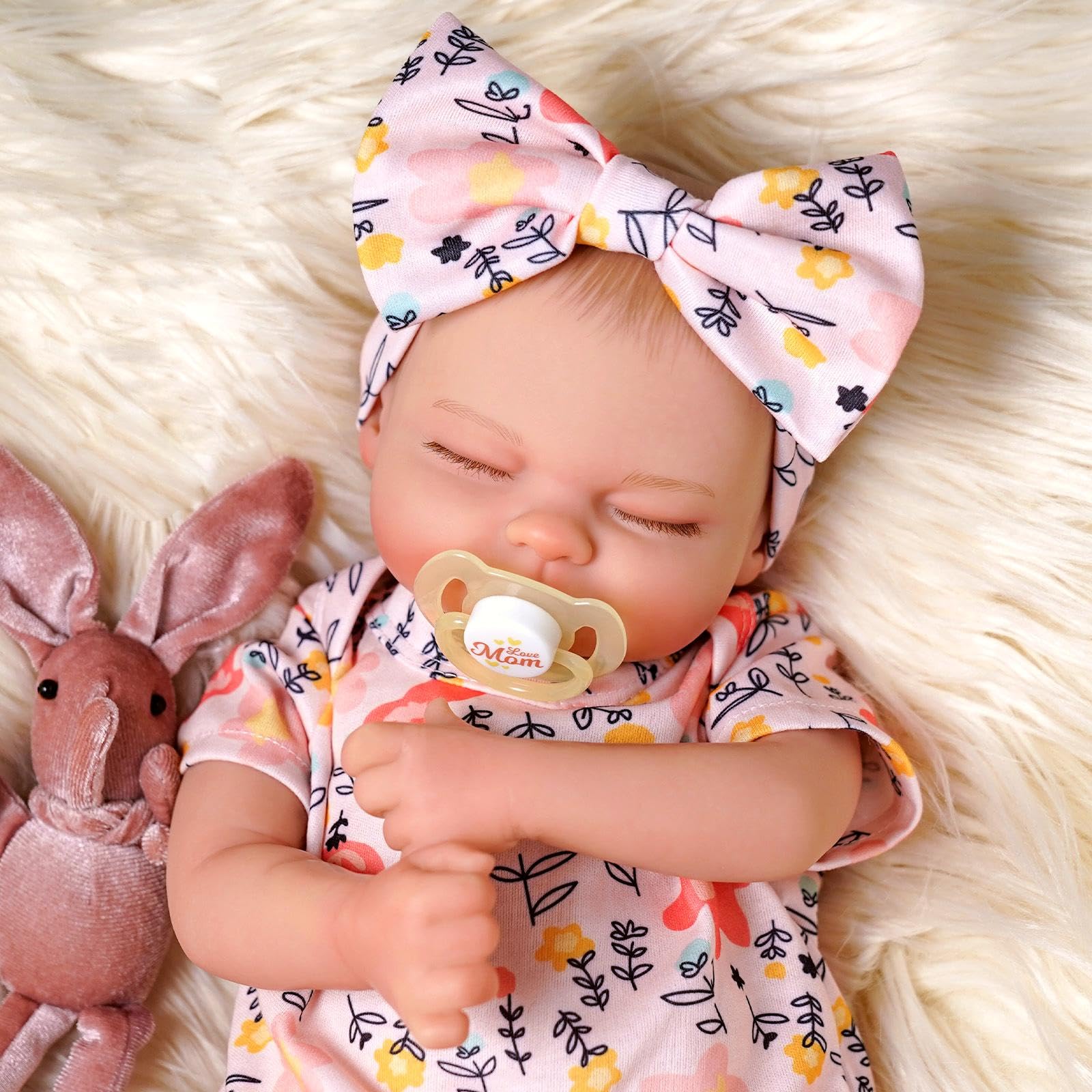 BABESIDE Muñeca Reborn Niña 43cm Realista Vinilo Suave con Accesorios