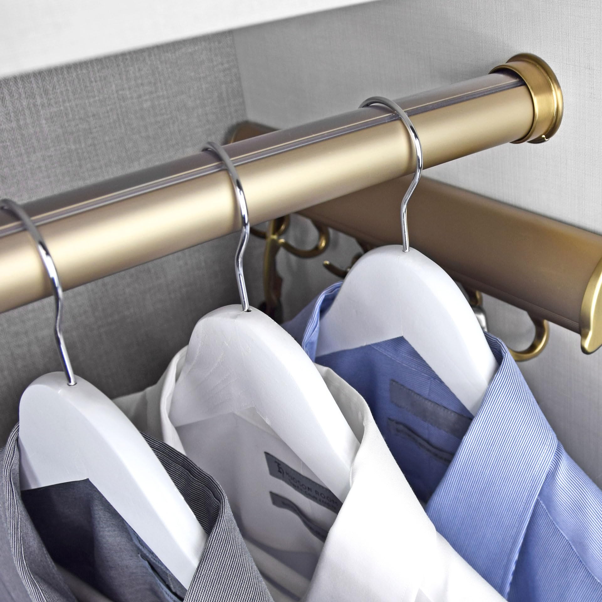Matte Gold Custom Cut 1-5/16” Diameter Closet Wardrobe Rod | Made-to-Order Hanging Rod for Closets & Storage with End Supports and Protective Insert Plastic Cap (33 Inches Length)