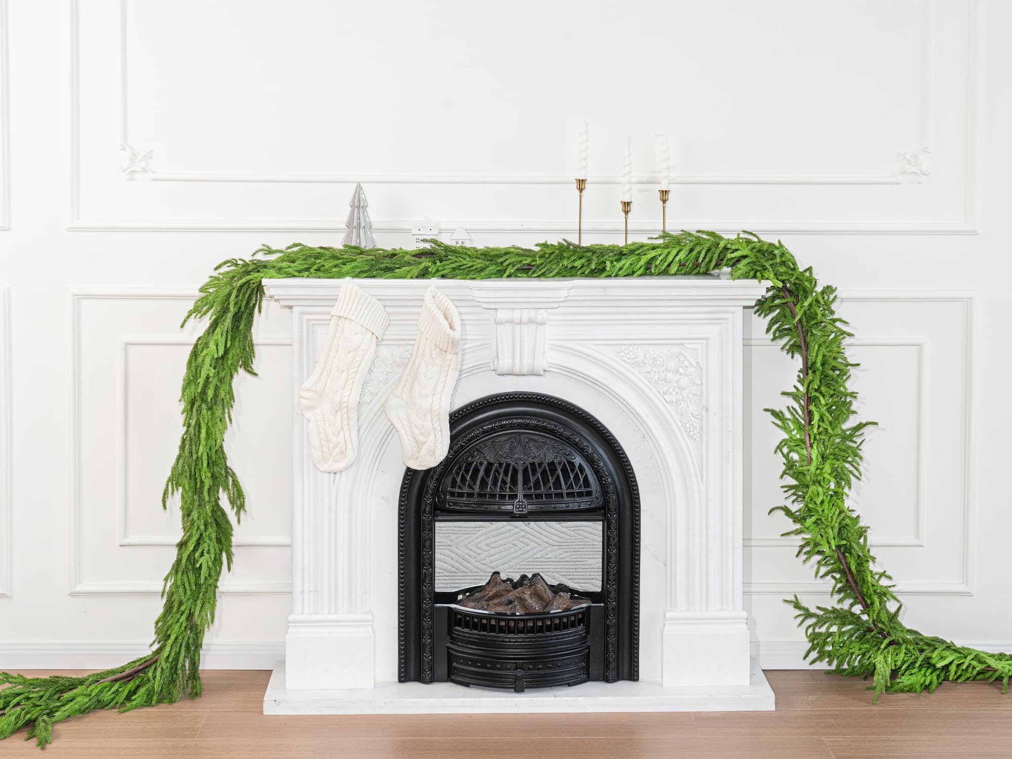 Guirlande De Cèdre De Noël Artificielle 2.7m - Pin Synthétique Réaliste, Toucher Naturel Pour Cheminée, Décoration