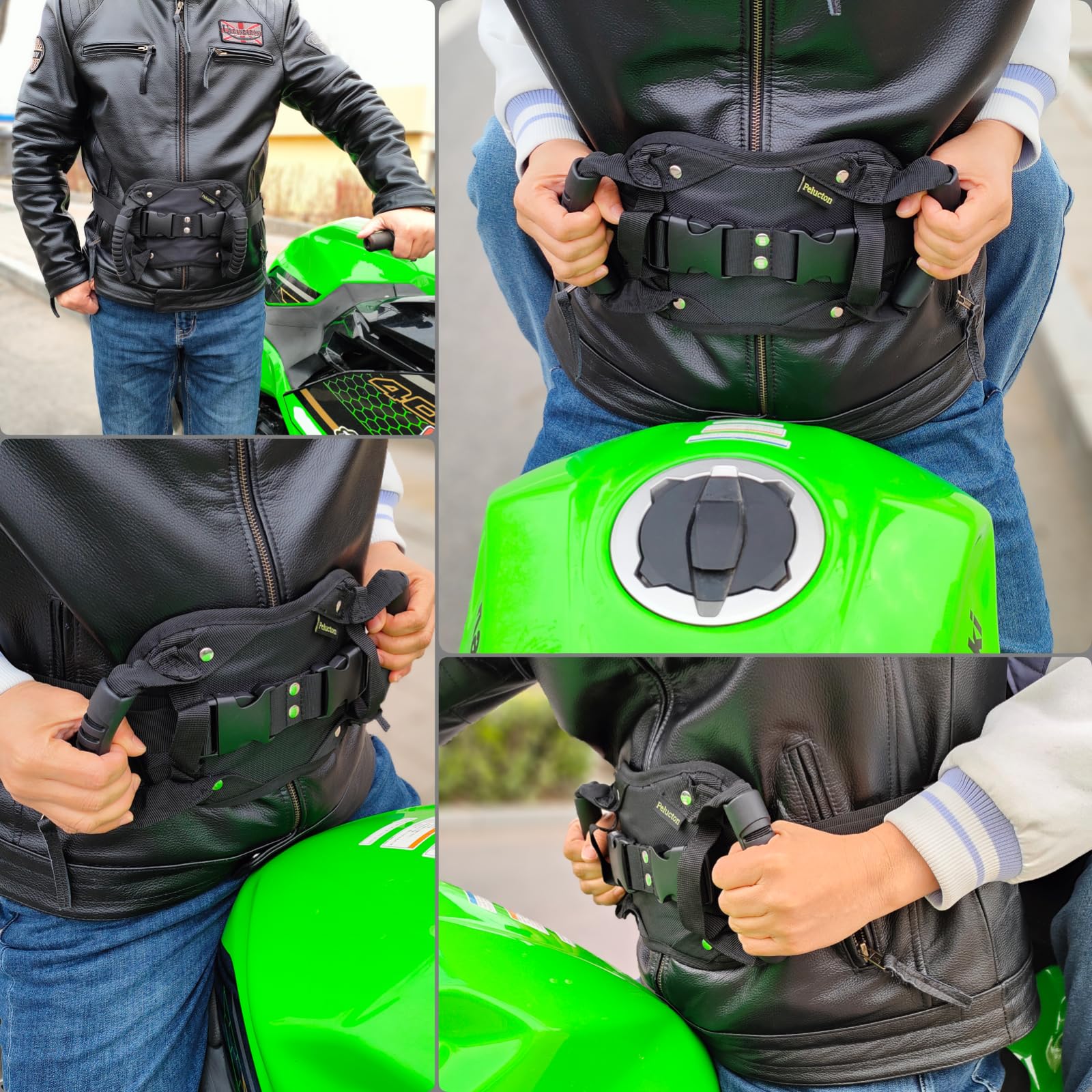 Maniglie Passeggero Moto Universali, Cintura di Sicurezza Regolabile per Motocicletta