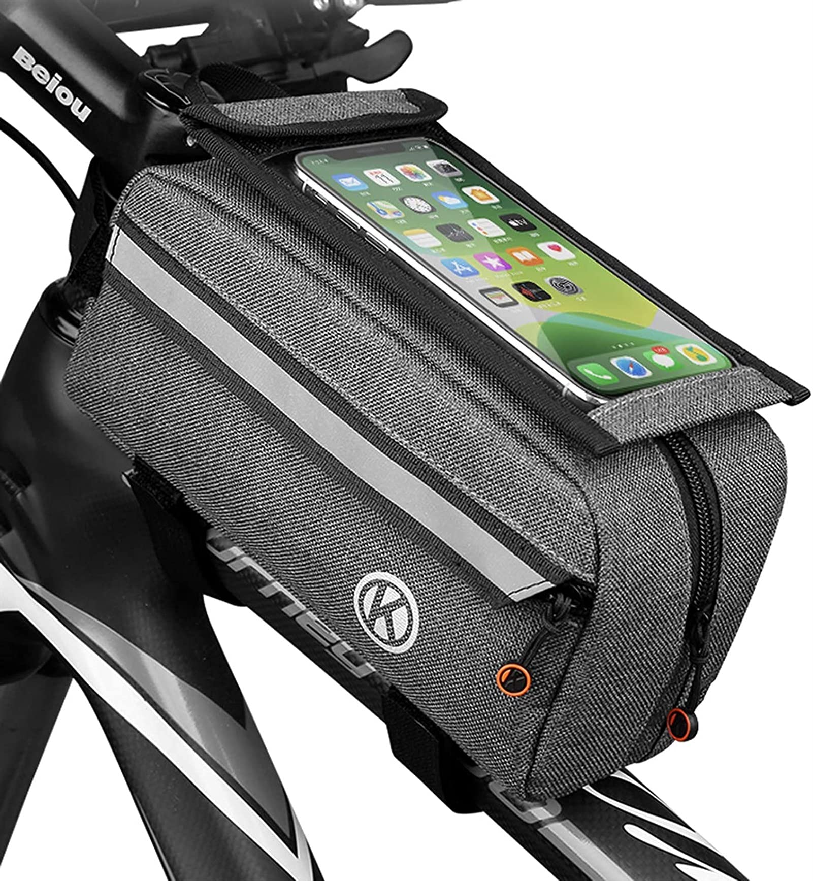Bolsa de bicicleta impermeable y resistente al desgaste con soporte táctil para móvil