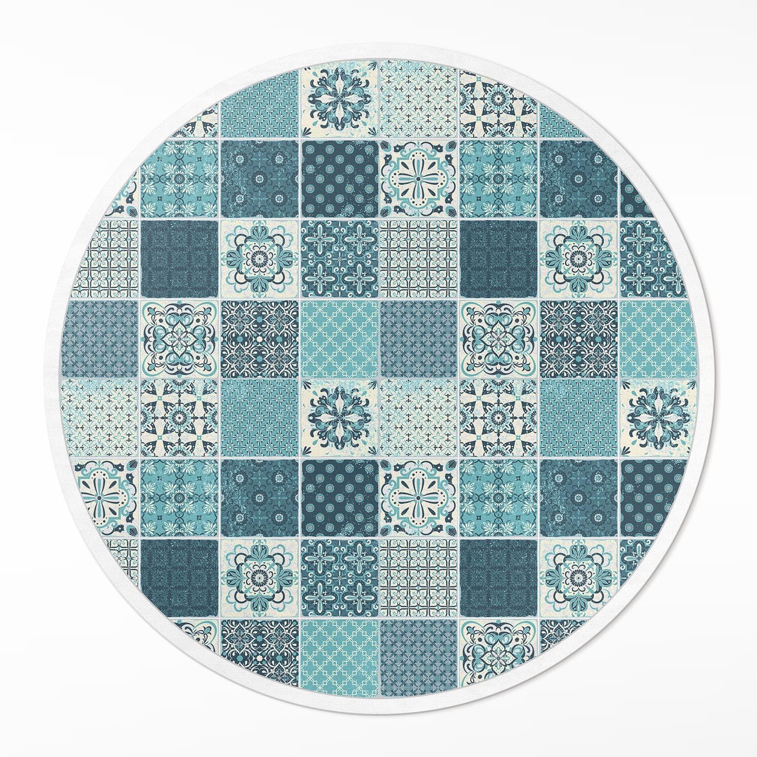 Tapis vinyle rond ø100 cm de cuisine et salon résistant aux rayures avec mosaïque