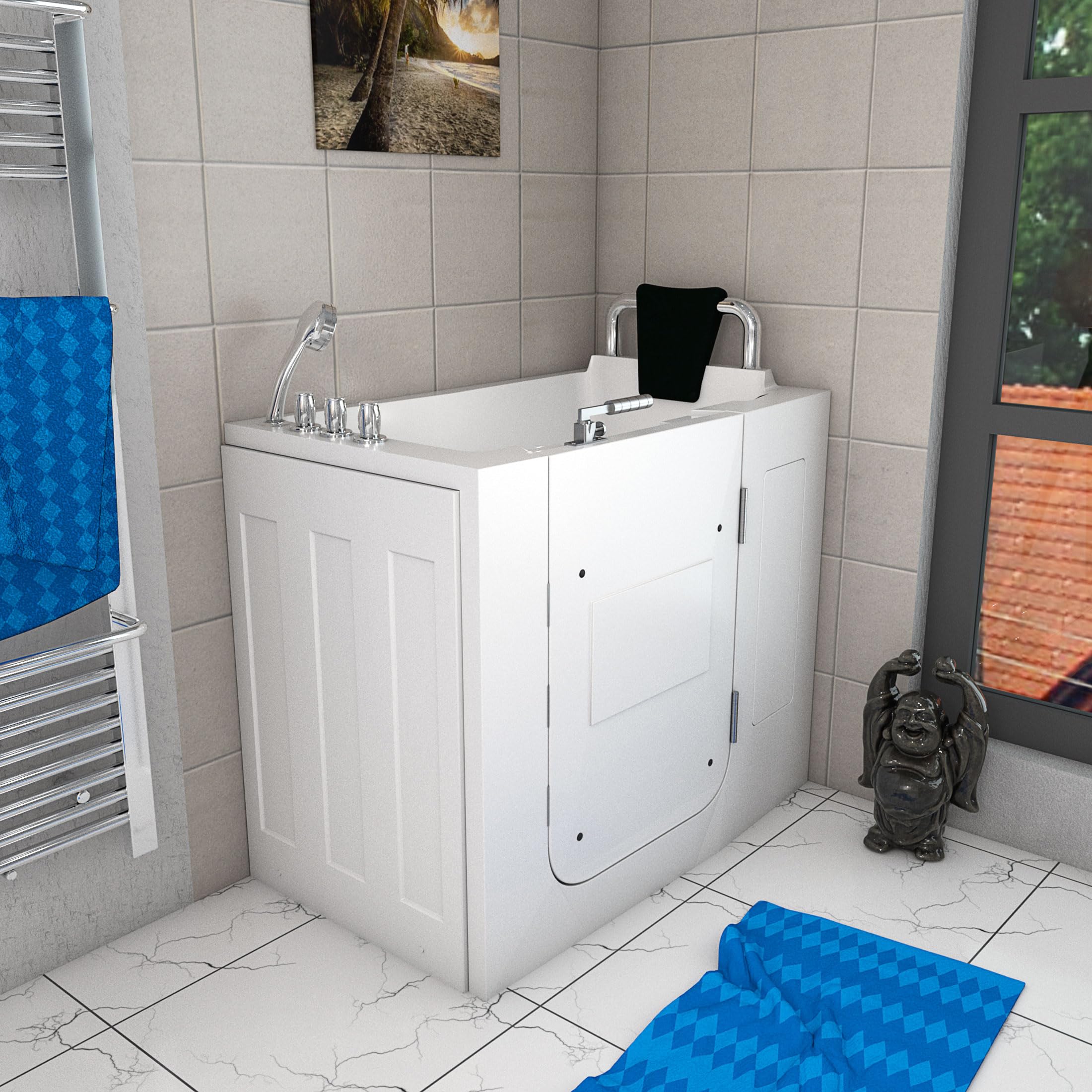 AcquaVapore Sitzbadewanne Senioren Wanne Sitzwanne mit Tür S08-TH-C-R 110x68cm