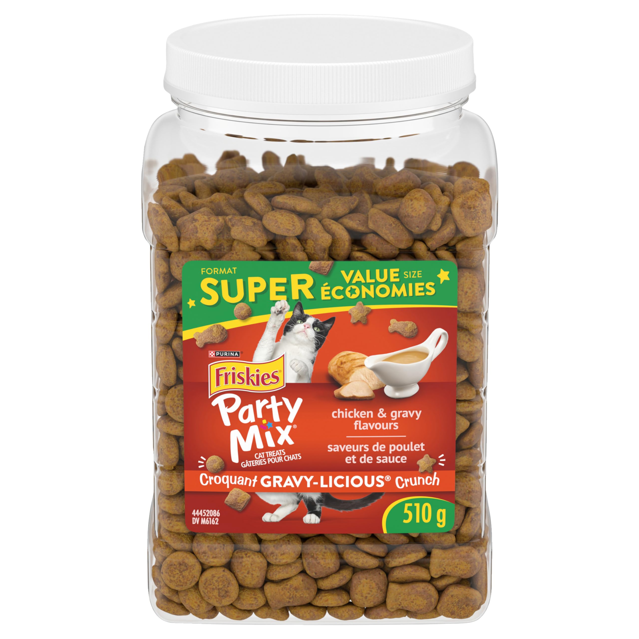 Friskies Party Mix Cat Treats, Gravy-Licious Crunch Chicken and Gravy - 510 g Cannister (3 Pack) - 3