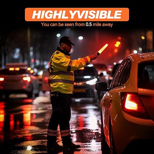 Miniatura 2 de Paquete de 4 varitas de tráfico, linterna LED de tráfico de 11 pulgadas con 5 modos intermitentes, bastón de control de seguridad de tráfico