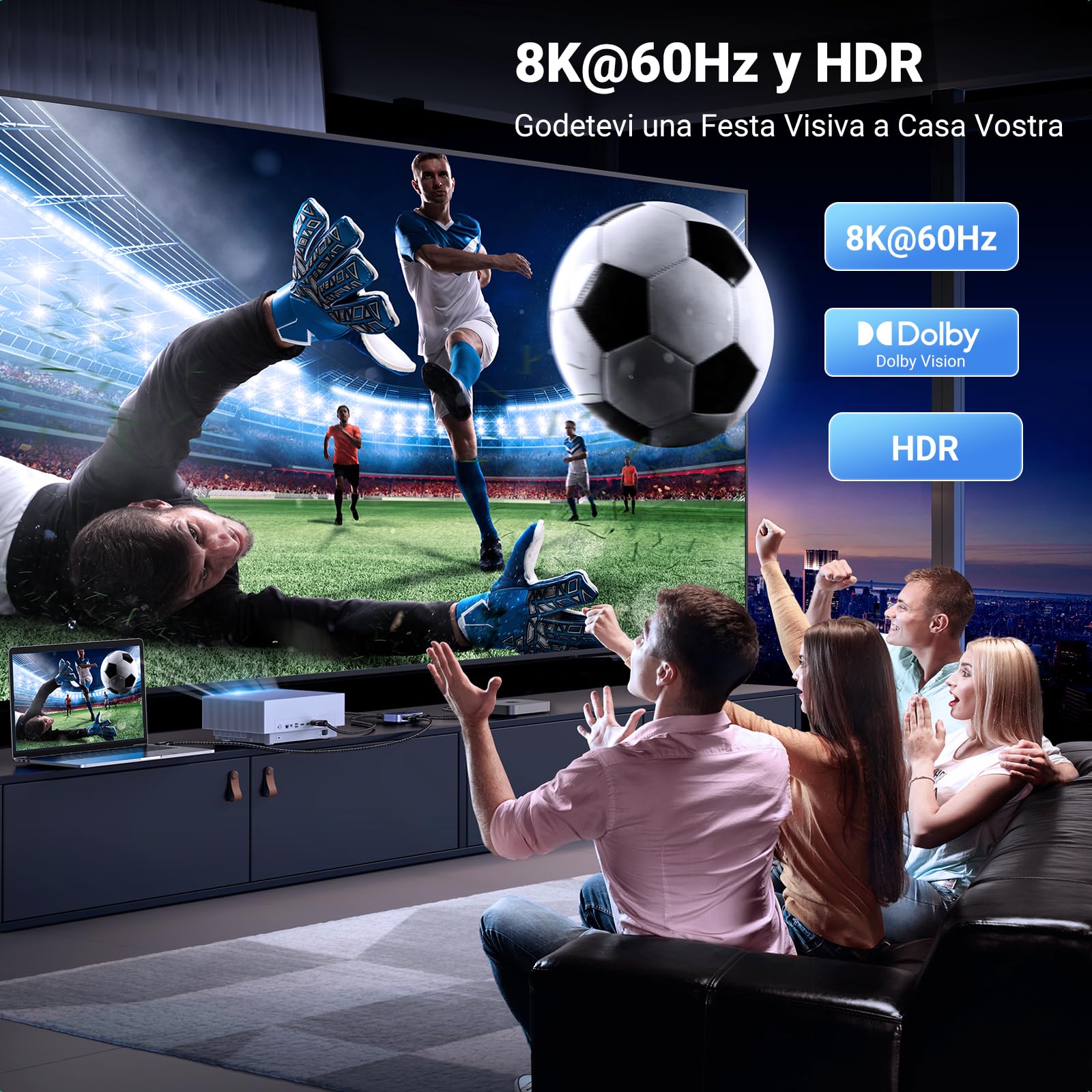 UGREEN Switch HDMI 2.1 8K@60Hz 2 Ingressi 1 Uscita Commutatore 4K@144Hz 2K@240Hz Compatibile con Macbook Pro Mac Mini, BLU-Ray DVD, PS5 PS4, Xbox 360/One, Fire Stick, Chromecast, TV