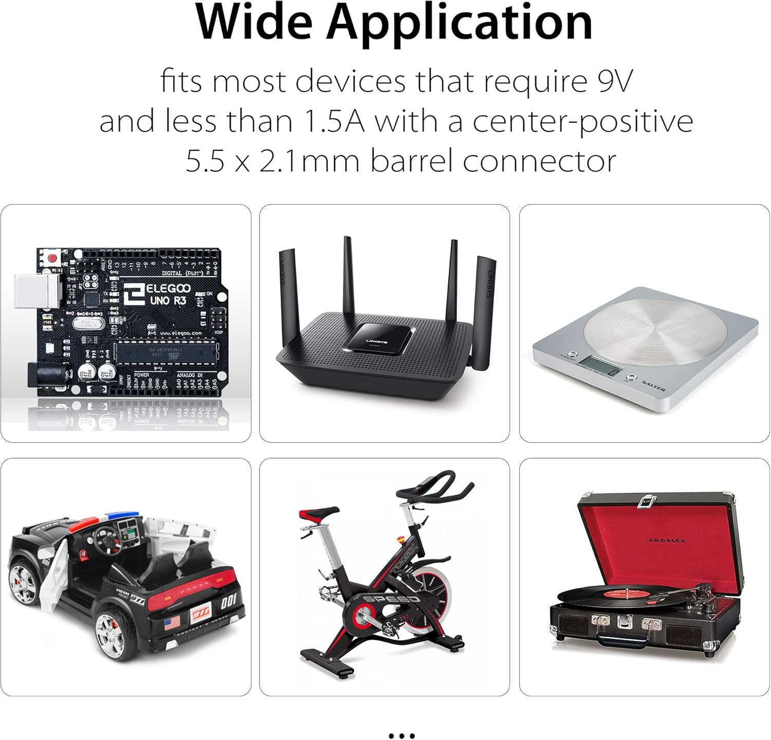 Buy 9v 1 5a Power Adapter For Arduino Uno R3 Router Kitchen Scale Schwinn Bike Exercise Elliptical Recumbent Upright Trainer Crosley Cruiser Record Player Power Supply 6 Ft Cable Ul Listed Online In