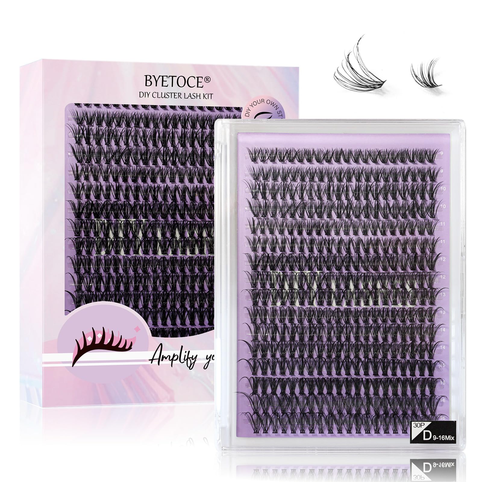 30D Fluffy Eyelash Clusters Natural Wispy Individual Lashes 320Pcs D Curl Lash Clusters Extension DIY Fake Eyelashes 9-16MM