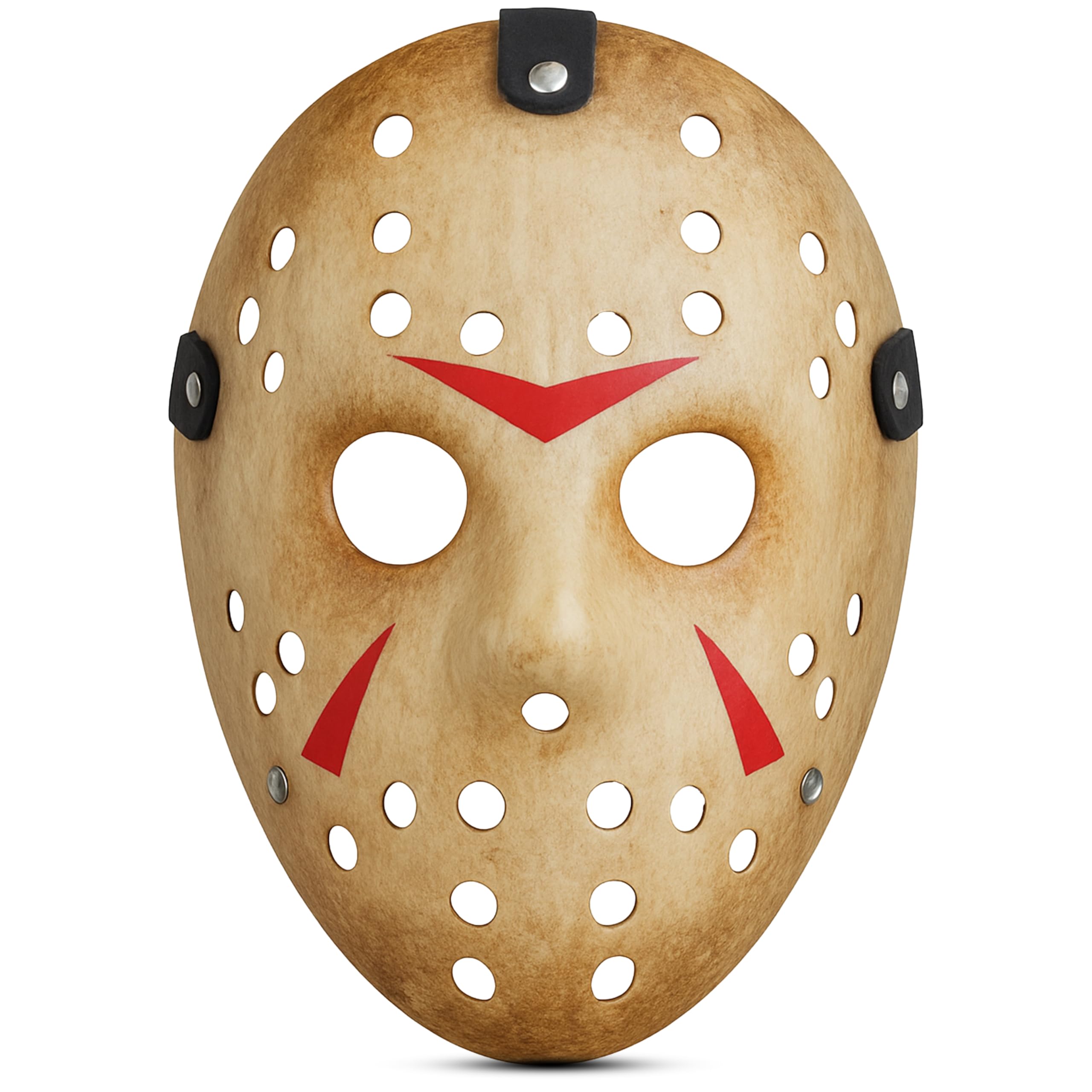 Ploutos World Wide Jason Voorhees Hockey Mask, Halloween Scary Jason Mask for Adults - Horror Movie Prop & Killer Fancy Dress Parties Costume Accessory