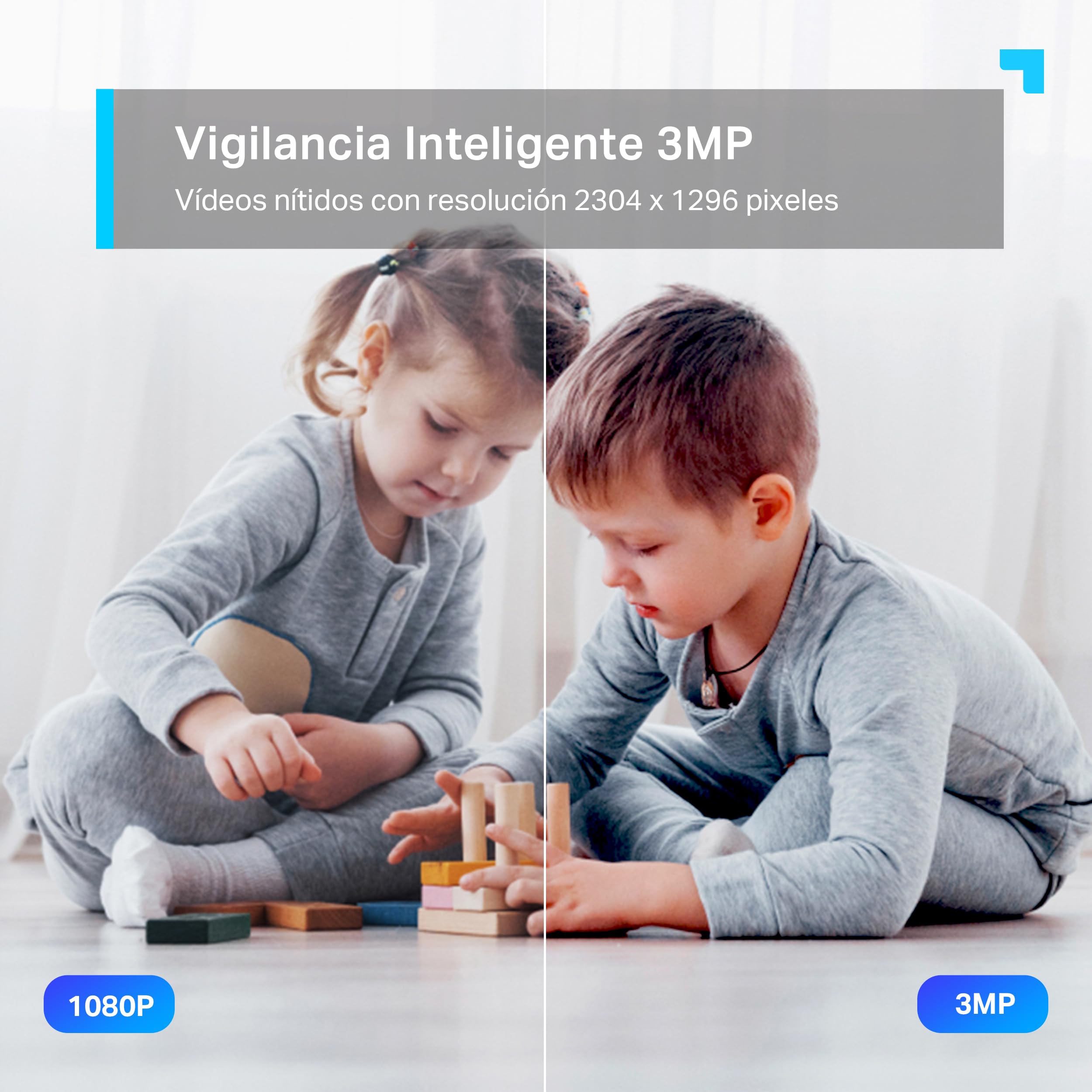 Tapo C210P2 - Cámara de Vigilancia WiFi Interior 360º, 2K 3MP, Detección IA | Detección Movimiento, Personas y Llanto de Bebé. Visión Nocturna. Alarma Luz y Sonido. Almacenamiento Local o Nube. App Tapo.