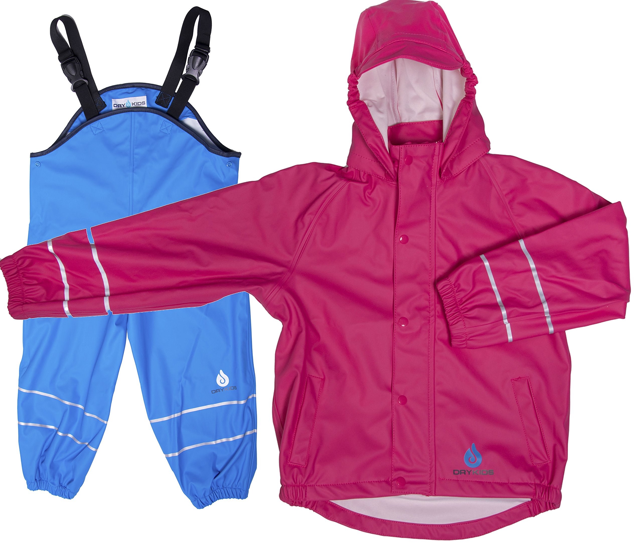 Dry Kids Raspberry Pink / Turquoise Childrens Pu Jacket & Dungarees Set Ras/Tuq 3/4Yrs