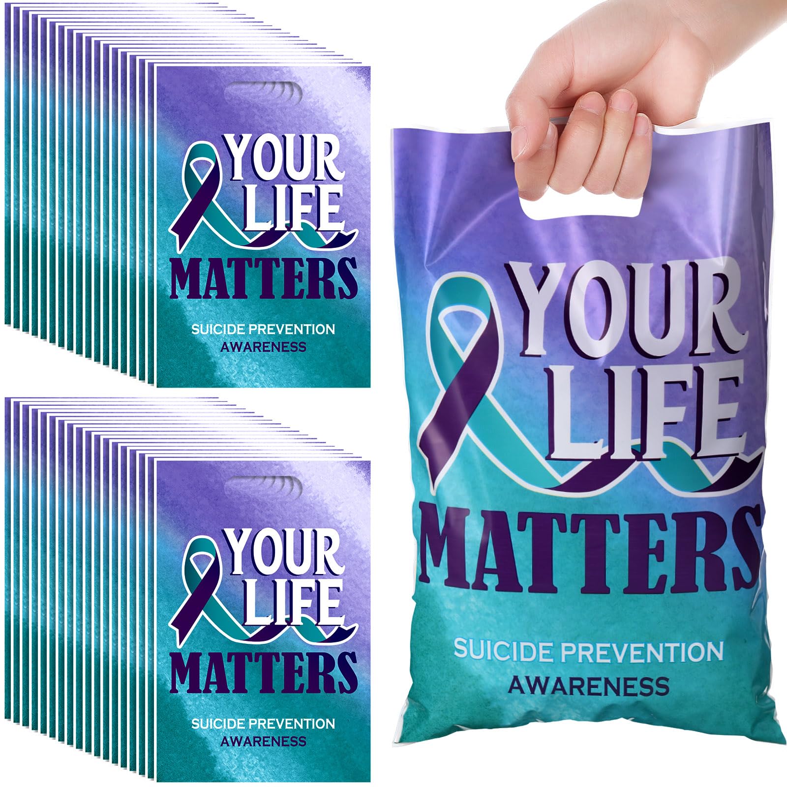 Panelee 150 Pcs Suicide Prevention Awareness Goody Bags with Handles