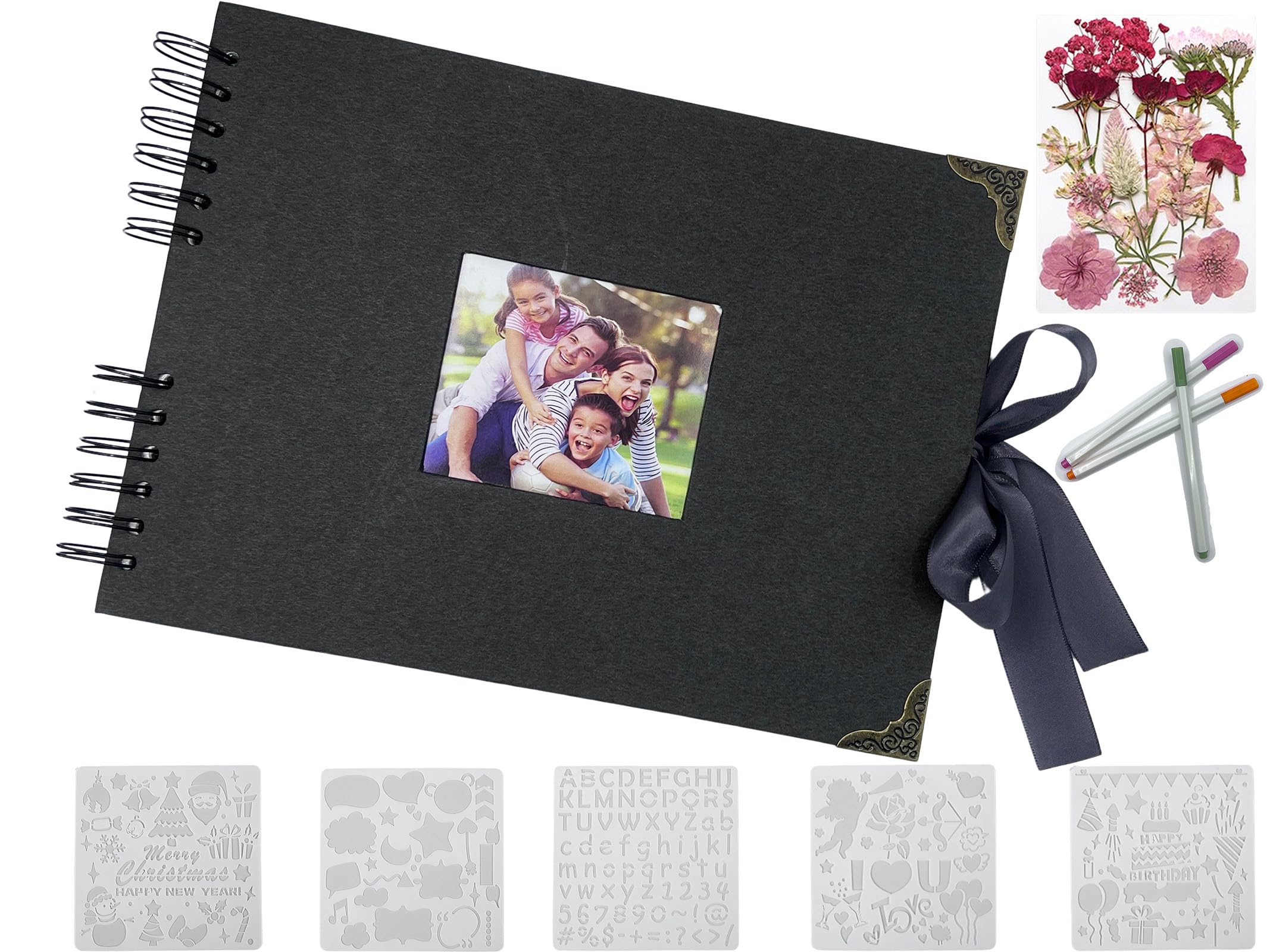 JOYCELAU Self Adhesive Scrapbook Album 40 Pages (11 x 8 Inch), DIY photo album scrapbook,memory book, Ideal for Birthday,Wedding,Anniversary,Photo Storage,Travel Record., 12.6, black