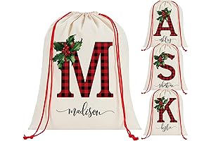 Personalized Monogrammed Xmas Drawstring for Holiday Presents