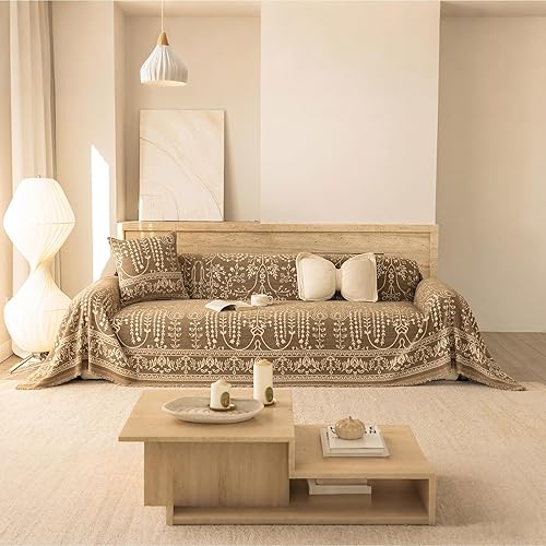 Miniatura 10 de VClife - Funda para sofá de 2 plazas o modular, de felpilla, lavable, apta para mascotas y perros, protectora, con borlas, azul, 71 x 118 pulgadas