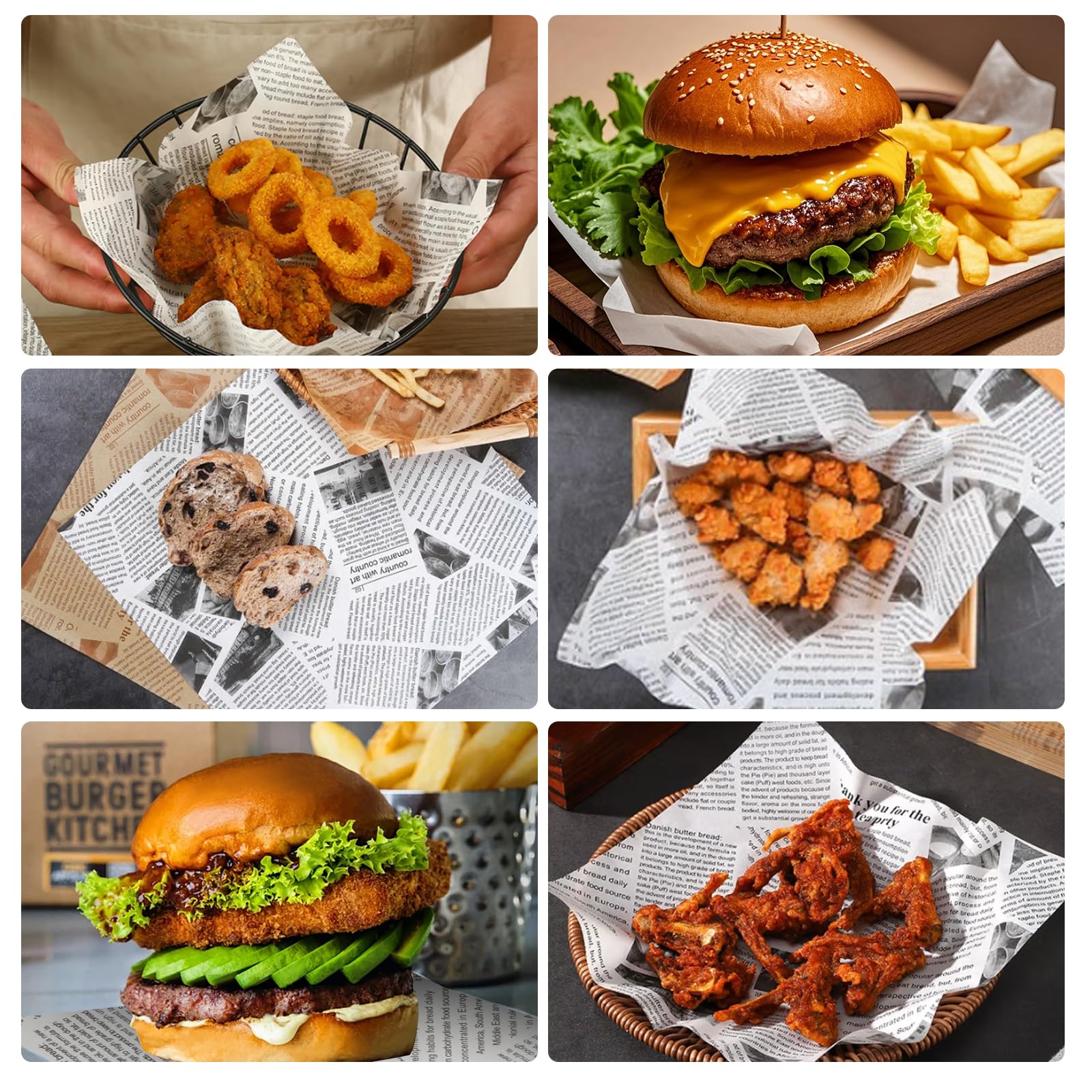 200 fogli di carta oleata (25 x 25 cm) – Involucri antiaderenti per hamburger, pane, pesce e patatine, panini e confezioni alimentari (200 pezzi) (bianco-200)