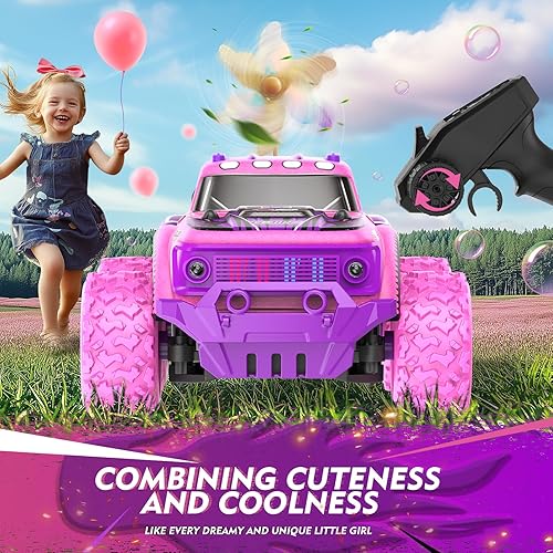Miniatura 7 de Coche de control remoto para niñas Camión Rc rosa púrpura a escala 120 con luz LED y molinos de viento DIY - 20 Kmh Todo Terreno Rápido RC Cars,