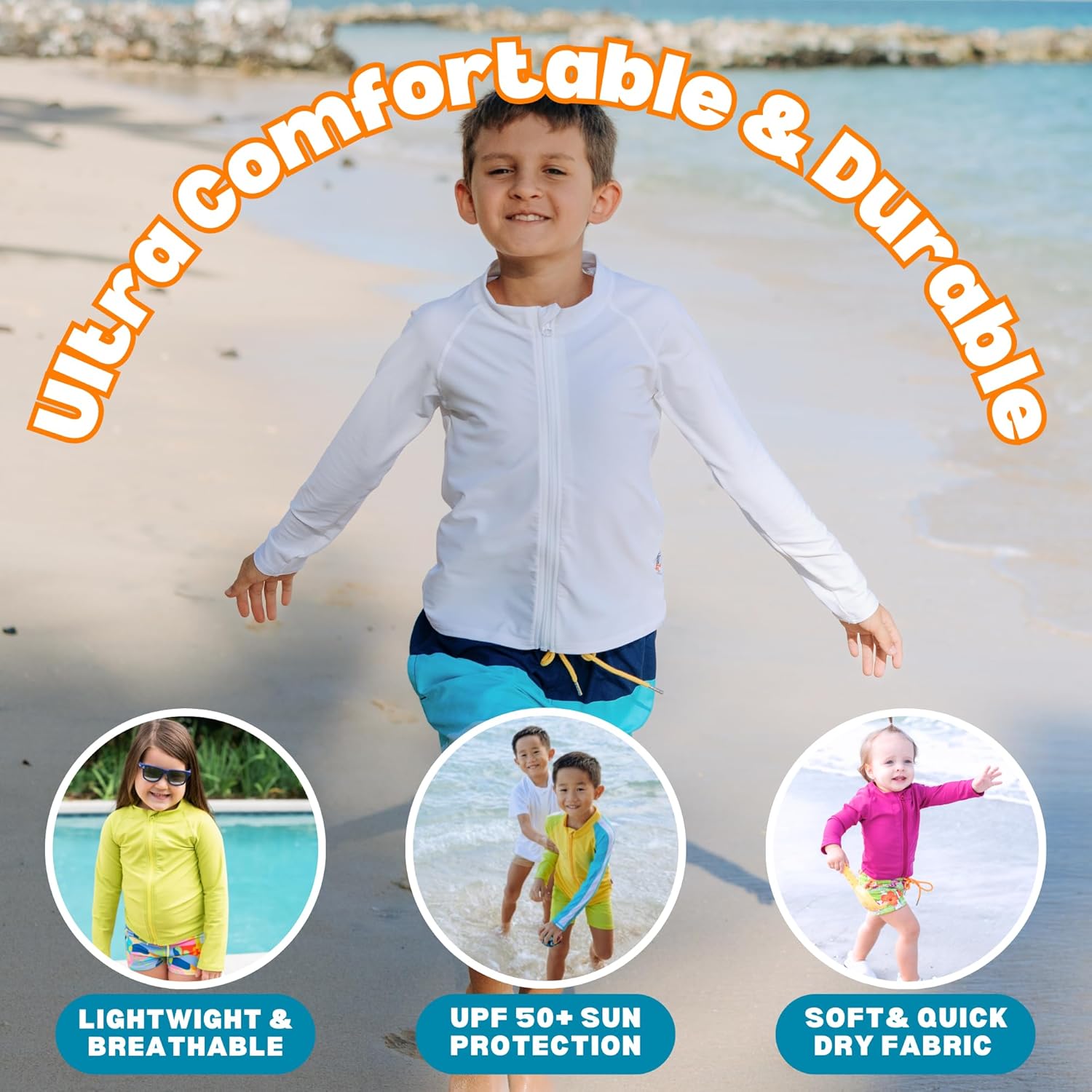 SwimZip UPF 50+ Long Sleeve Rash Guard for Boys' and Girls' - Baby, Toddler, Kids - Image 6