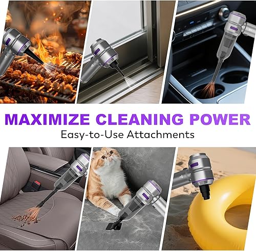 Miniatura 4 de Aspiradora de mano para automóvil, aspiradora inalámbrica 4 en 1, aspiradora portátil de alta potencia de 22000 PA con motor sin escobillas, para el