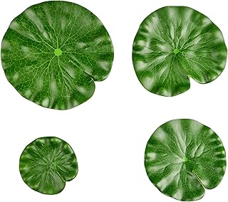 Berolle 4 PCS Artificial Lotus Leaves Floating Foam Lotus Leaves Artificial Foliage Pond Decor Pond Scenery Lotus Leaf for Vivarium Pool Pond Decoration (4 Size)