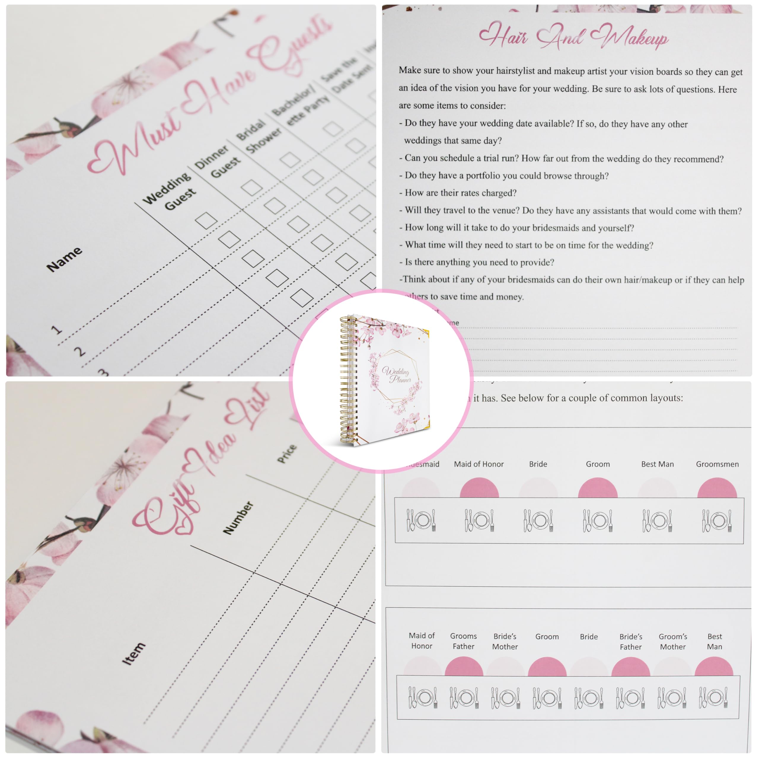 Hochzeitsplaner Buch und Organizer für die Braut, Hochzeits-Notizbuch mit einem Set von 3 Diamantstiften