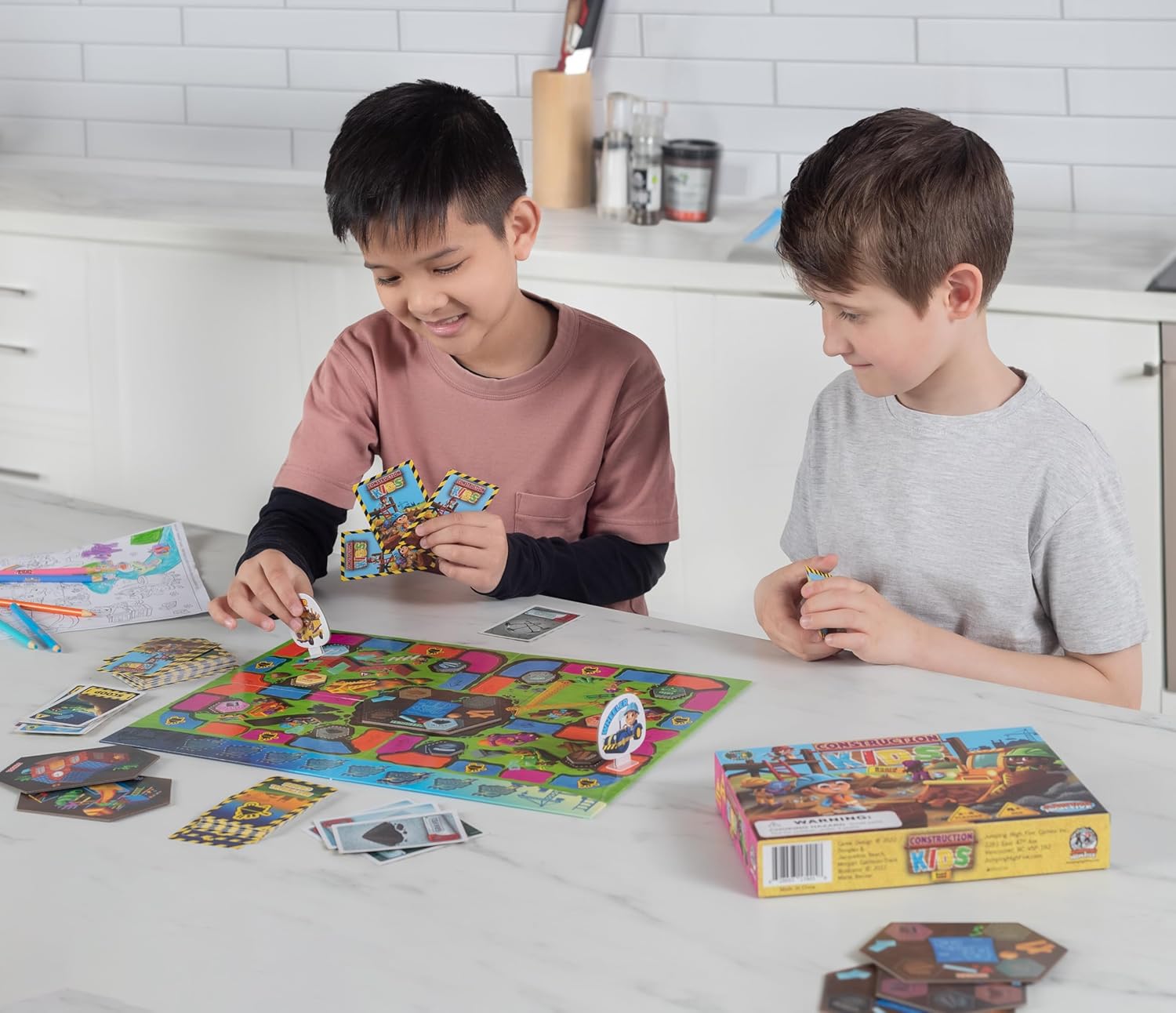 JH5 Construction Kids Board Game for Kids Ages 4 and Up, Fun and Cooperative Building Game for 2-4 Players, Easy to Learn, Perfect for Family Time