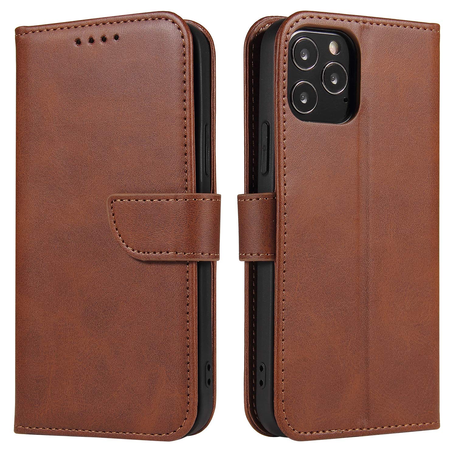 SHEROX Wallet Case for iPhone 12/12 Pro, Folio Flip Pu Leather Cover with Kickstand and Credit Card Slots Compatible with iPhone 12 /iPhone 12 Pro 6.1 inch (Coffee)