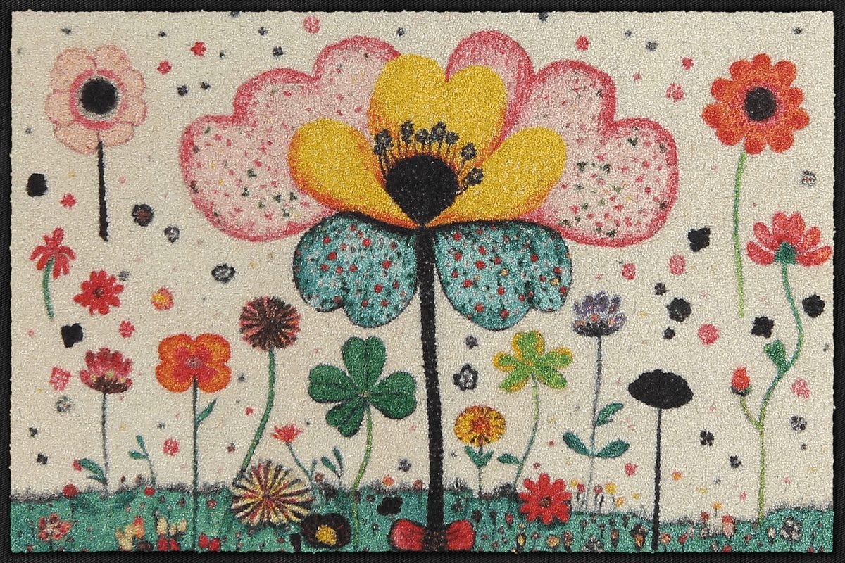 Salonloewe Fussmatte Fantasy Flower I Schmutzfangmatte & Fußabtreter für Innen 50 x 75 cm