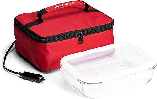 HOTLOGIC Mini lonchera térmica con recipiente de vidrio, calentador eléctrico portátil de alimentos para hombres y mujeres, ideal para el trabajo,