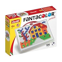 Quercetti 0954 – Gioco a mosaico, Fanta Color, portatile, piccolo, 300 puntine in 2 forme (triangolari e quadrate)