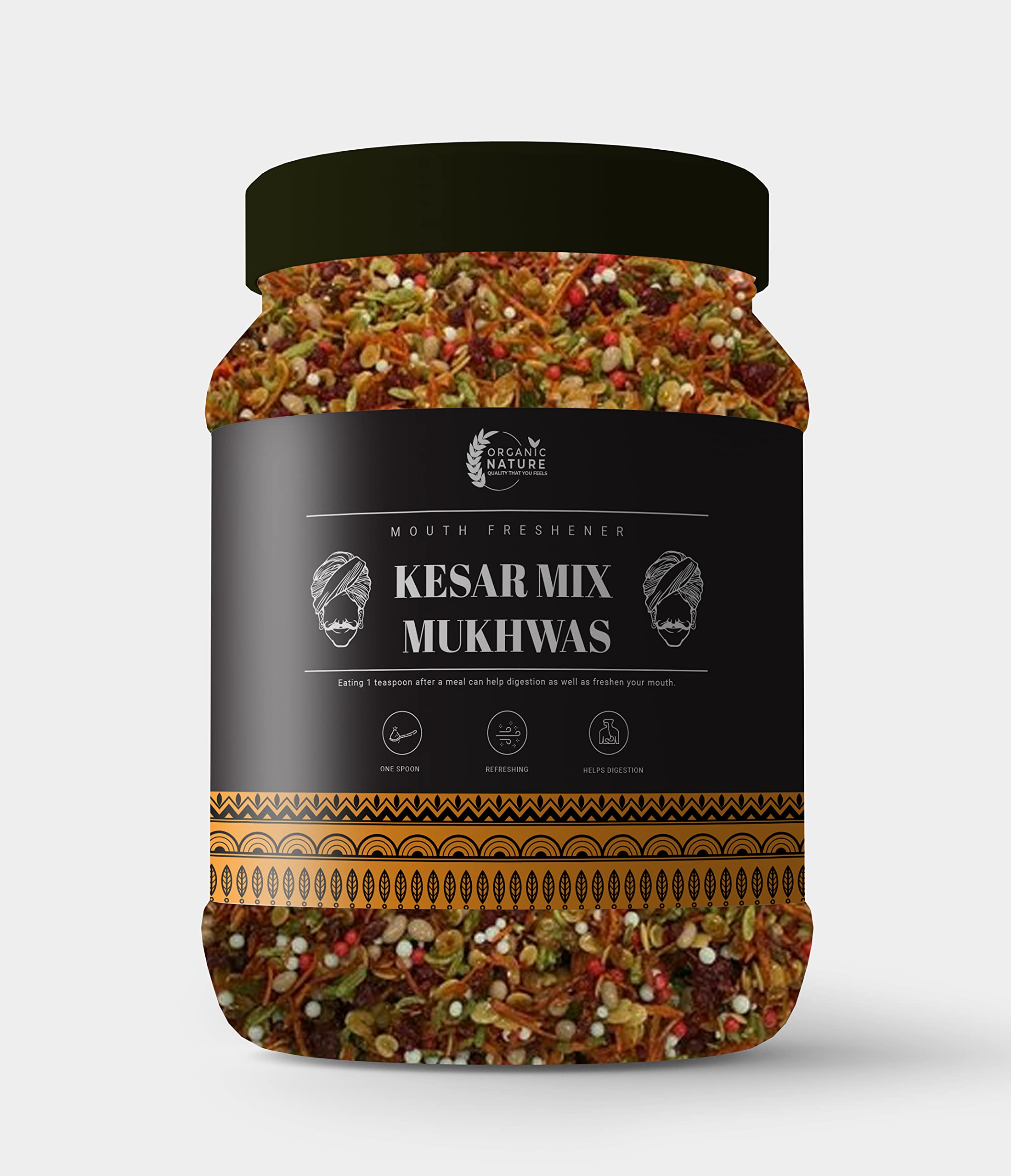 Organic Nature Homemade Kesar Mukhwas 150 gms[Mouth Freshener, Digestive, After-Meal,Mukhwas] Jar Pack