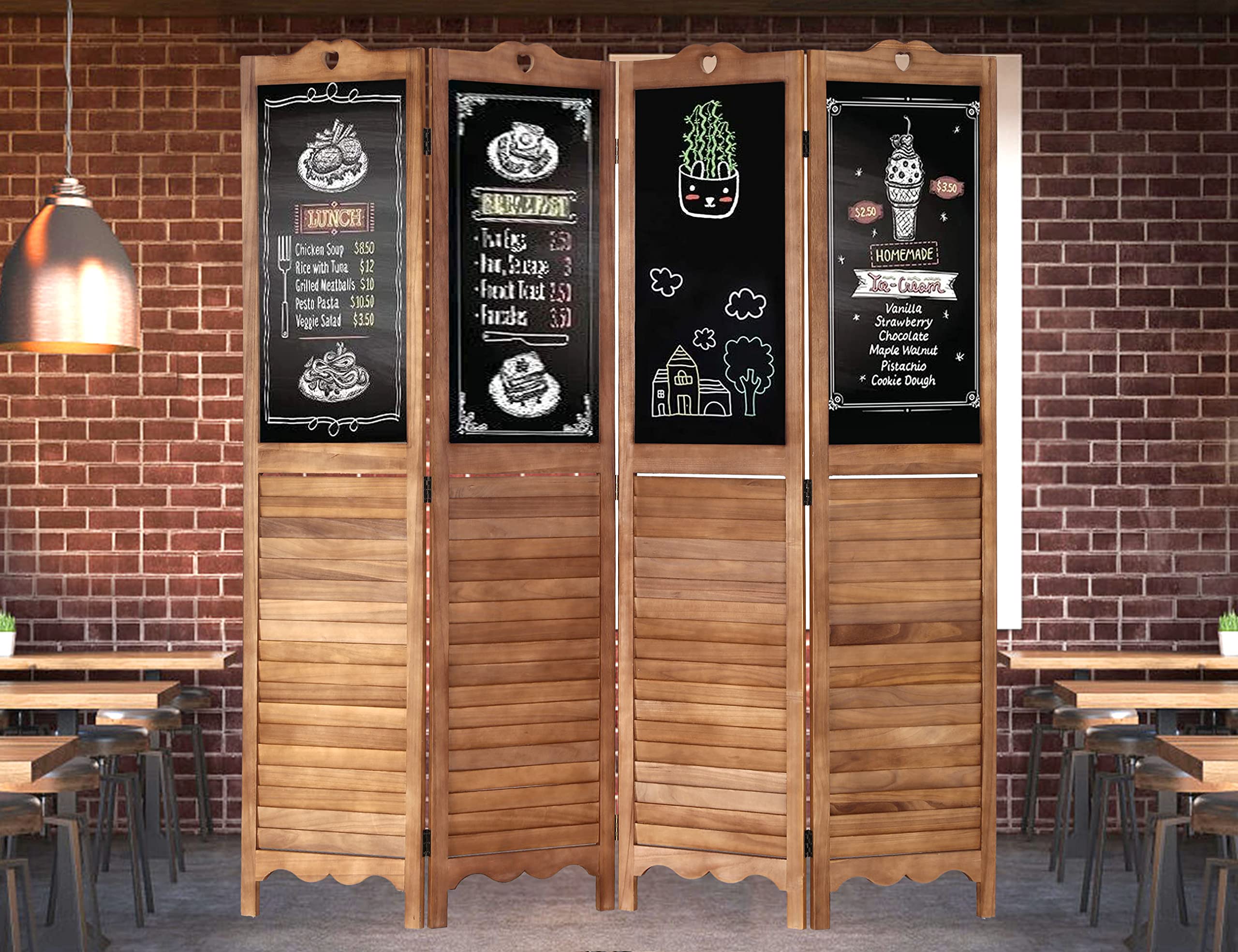 Buy 5.6Ft Room Divider Folding Privacy Screen with 4 DIY Chalkboard, 4