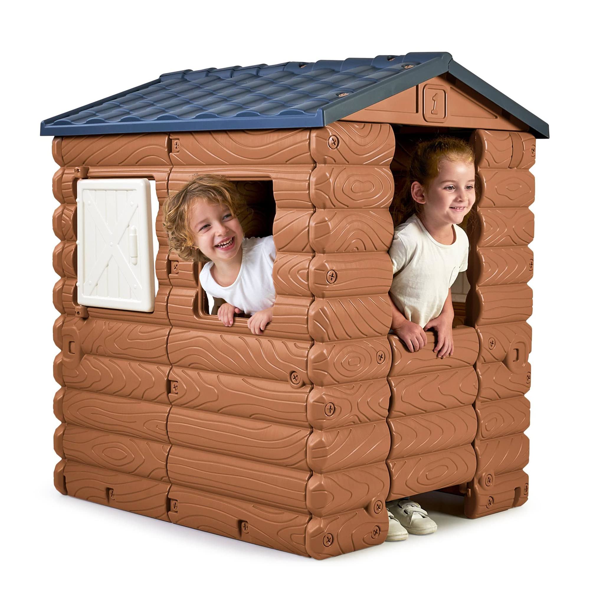 FEBER Camping Cottage Cabaña de Juegos Casita de Juguete Madera Ventanas Puerta abatibles Niños 1 año