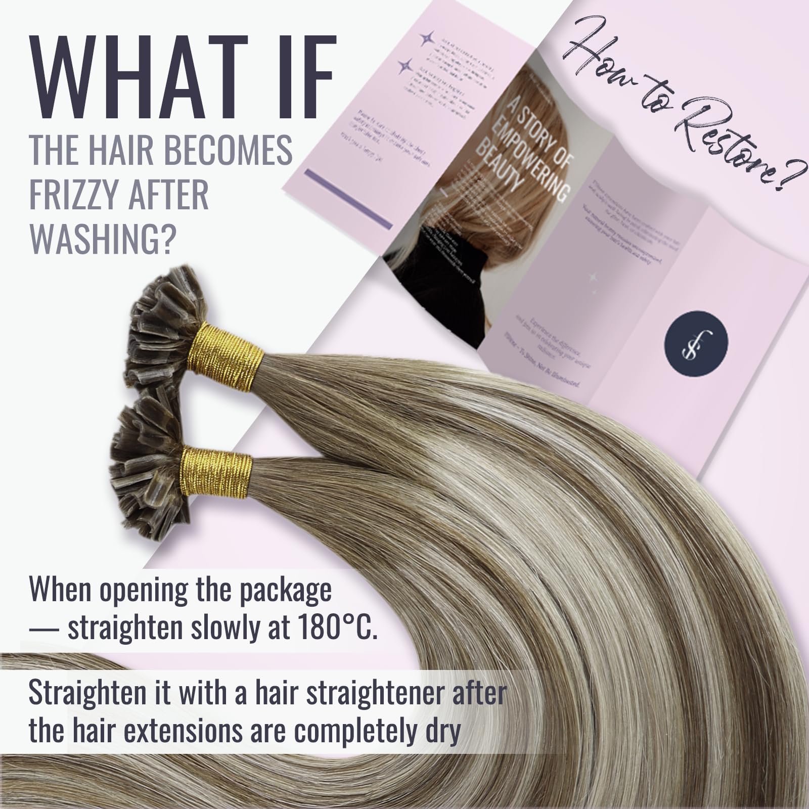 Fshine Extension Capelli Veri Cheratina Balayage Marrone A Biondo Platino Cheratina Capelli Umani Veri 45cm 50g Extension Cheratina #6/60/6