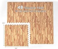 Vista 5 de Tangkula Alfombrillas de espuma de 24 azulejos con borde, 96 pies cuadrados de EVA entrelazadas para equipo de ejercicio, tapetes elásticos de juego