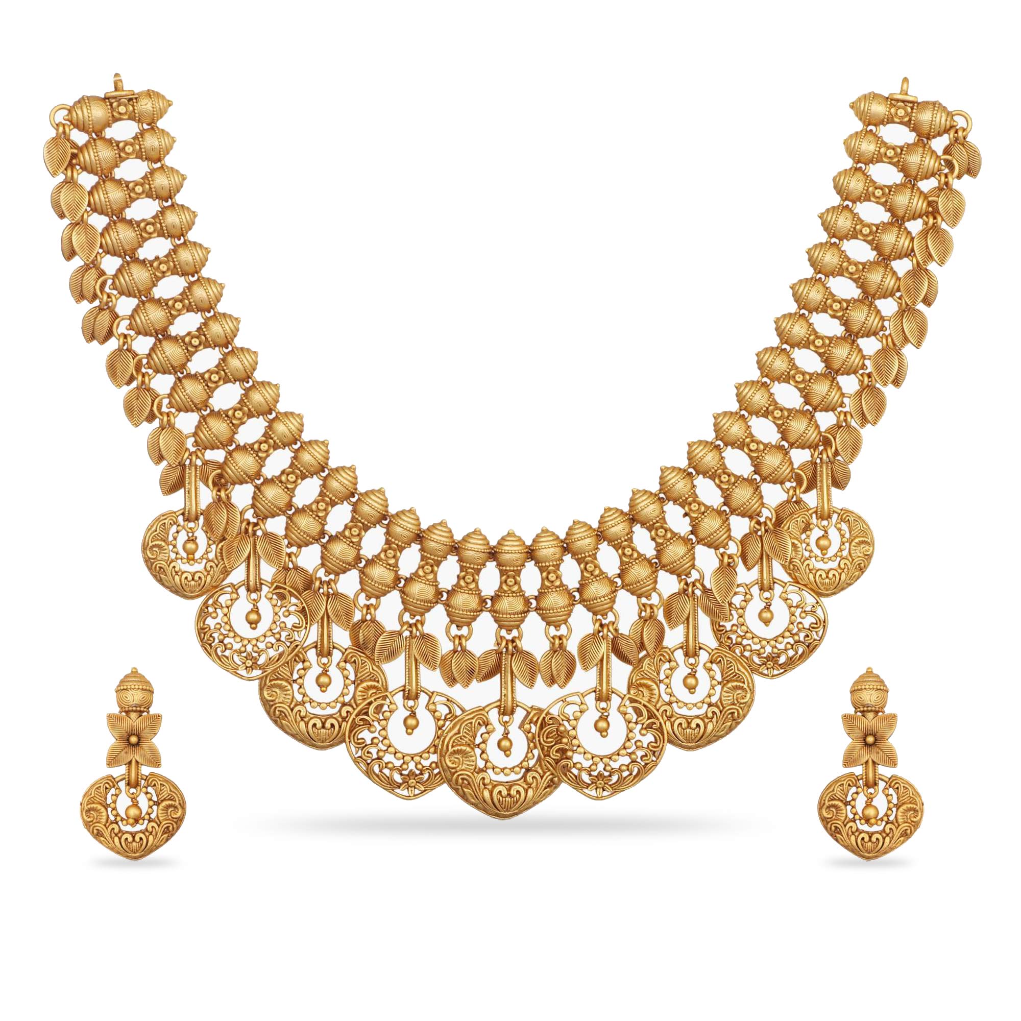 Tarinika Falak Antique Gold-Plated Indian Jewelry Set with Necklace and Earrings