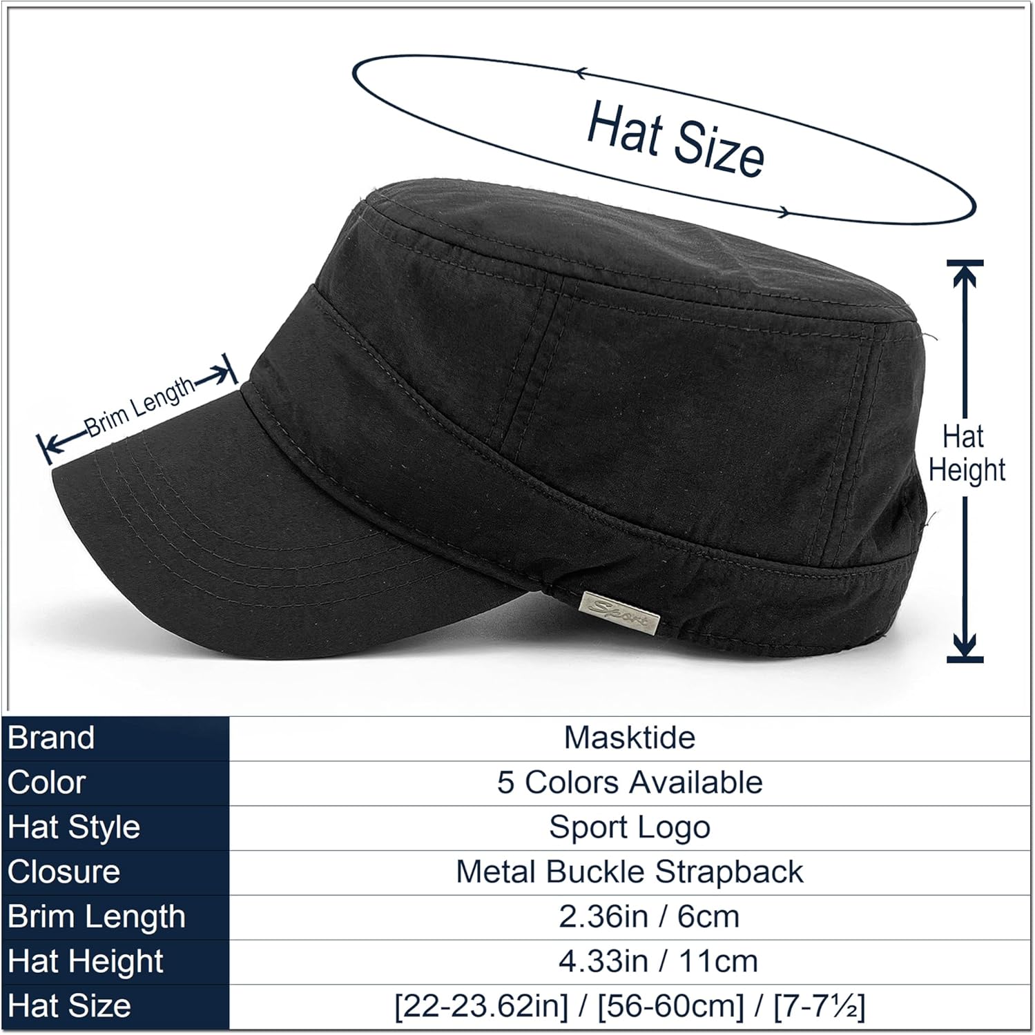 Water Resistant Cadet Caps for Women Army Military Hats for Men Quick Dry Flat Top Dad Cap - Image 2