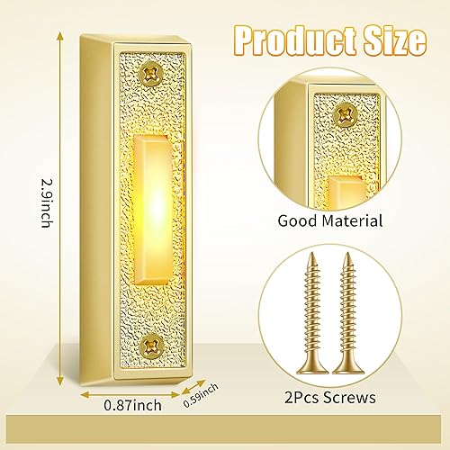 Miniatura 6 de Saillong Botón de timbre iluminado, timbre de puerta con cable, timbre de puerta LED, interruptor de timbre montado en la pared, botón de timbre de