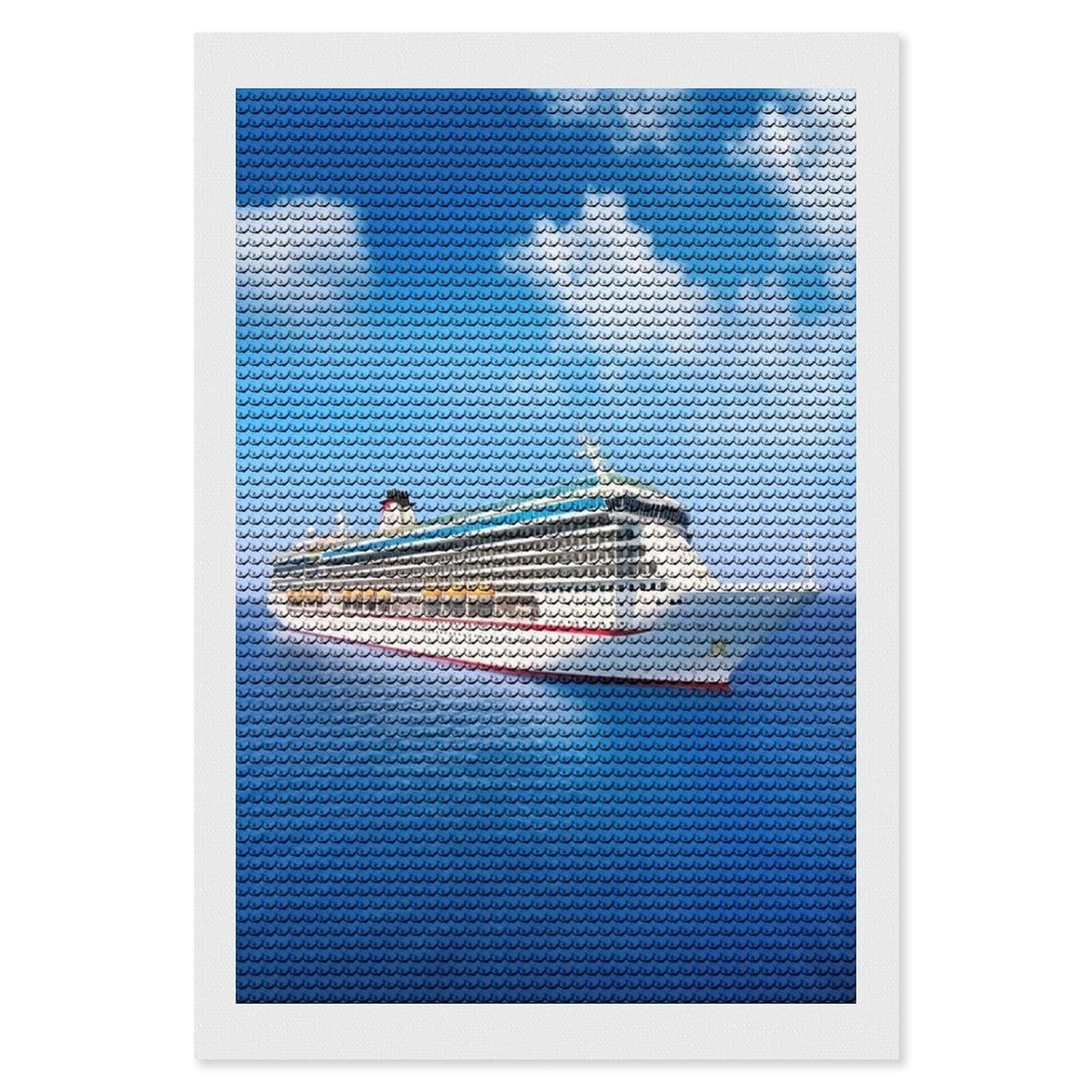 FekiLoot Diamond Art Kits for Adults, DIY 5D Cruise Ship Diamond Painting Kits for Beginners, Full Round Drill Diamond Dots Painting Gem Art Crafts for Home Wall Decor & Gift 8"x12"