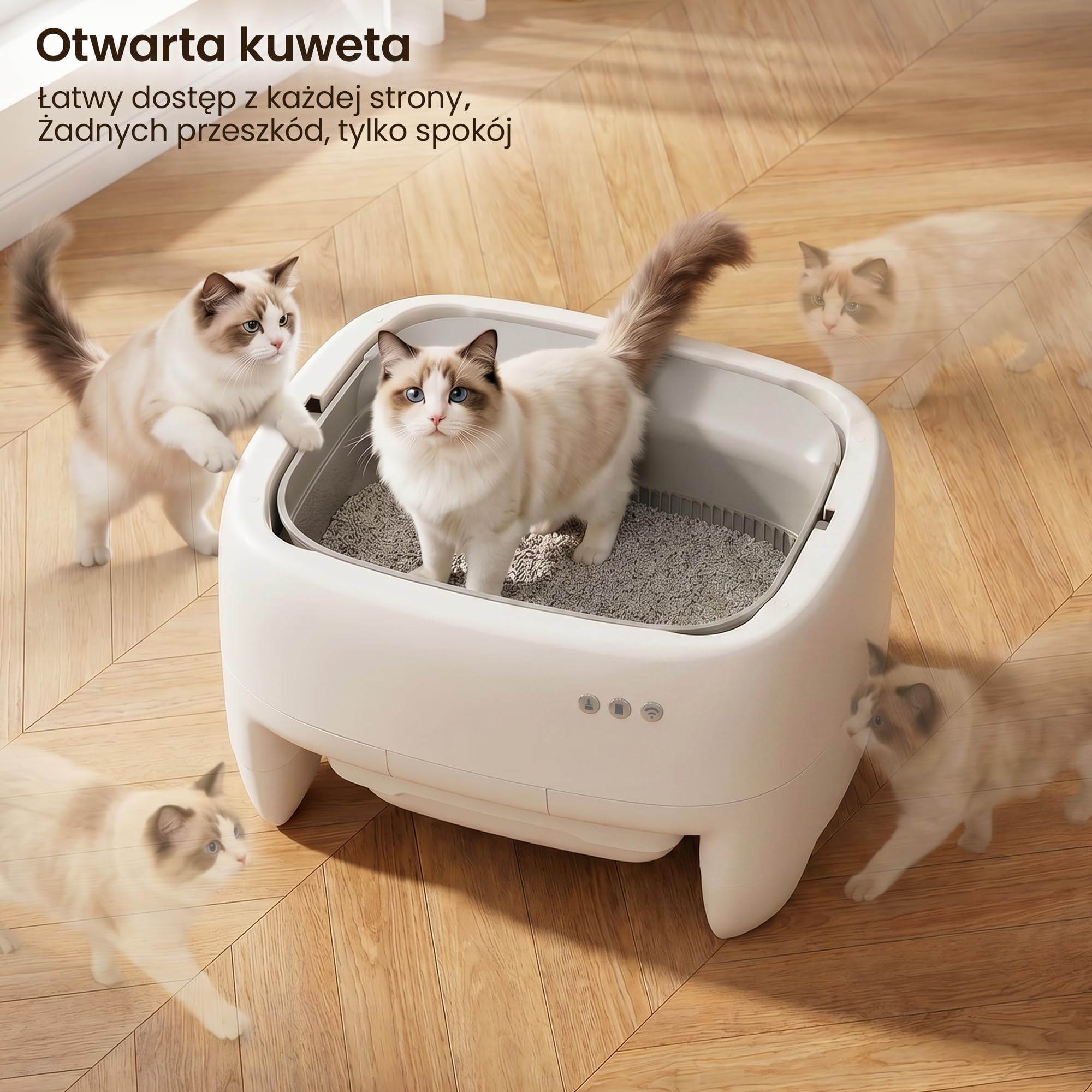 Devoko Samoczyszczący kuweta dla kotów XXL – otwarty design dla dużych