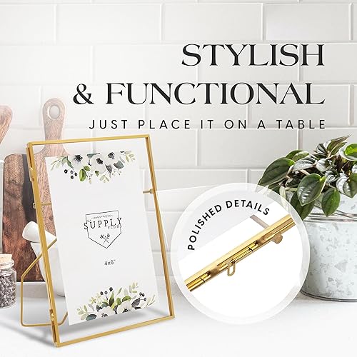 Miniatura 4 de Marco de fotos de 8 x 6, elegante marco flotante para mostrar fotos, obras de arte y más, marco de fotos dorado, paquete de 1, alternativa compacta