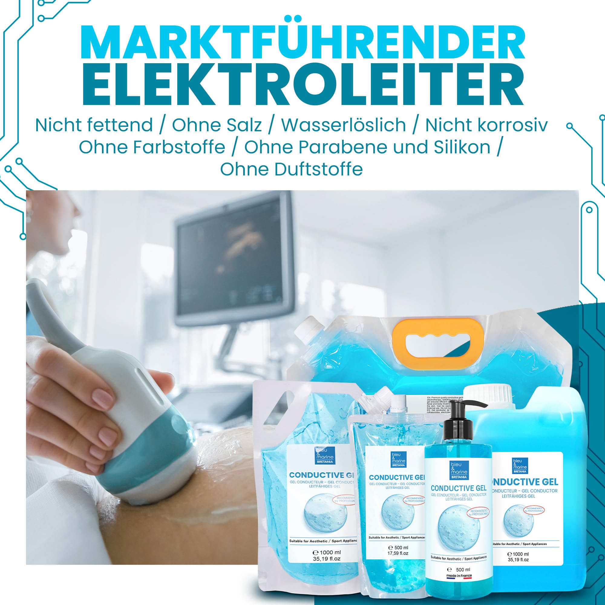Elektroden Gel Leitfähiger für Professionelle Ästhetische Geräte: Radiofrequenz, Ultraschall, Elektroden, IPL, Laser Haarentfernung, IPL Geräte Haarentfernung - 5000 ml