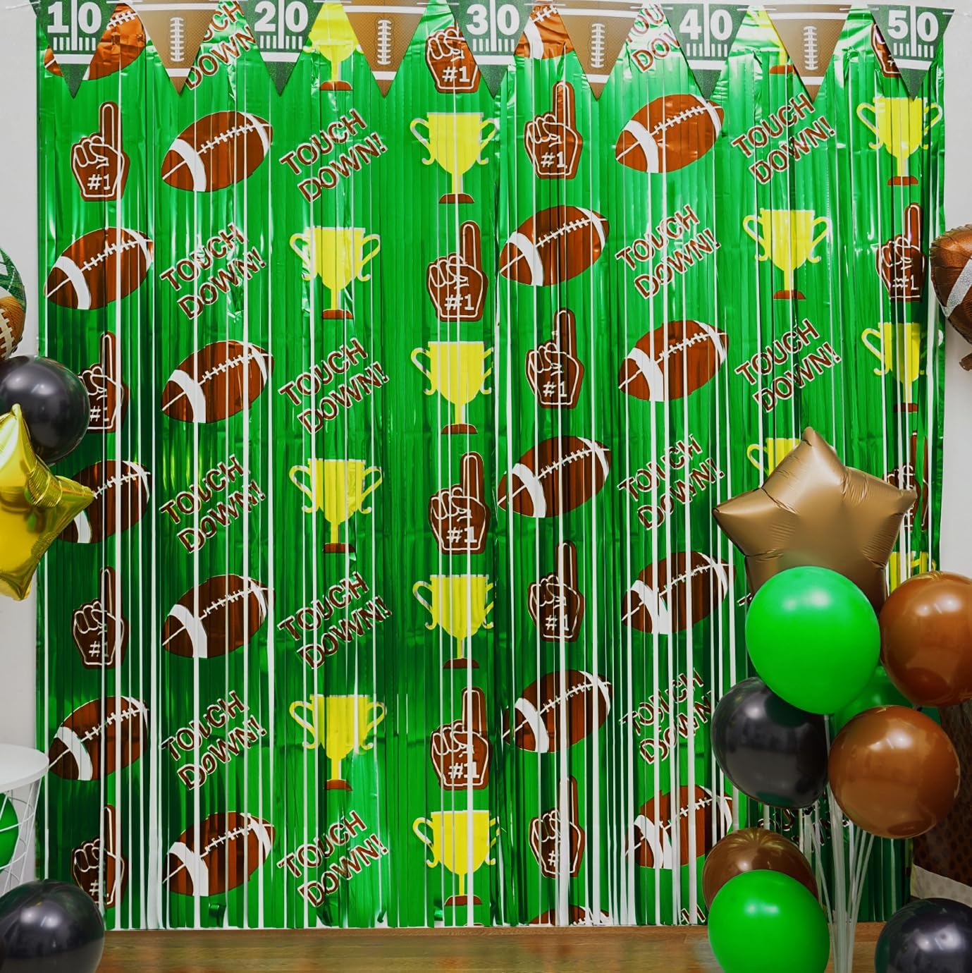 Football Party Decorations, 2 Pack Foil Fringe Curtains, Party Backdrop Streamers, Sunday Night Football Game Day Photo Booth Backdrops Party Decorations - Image 2
