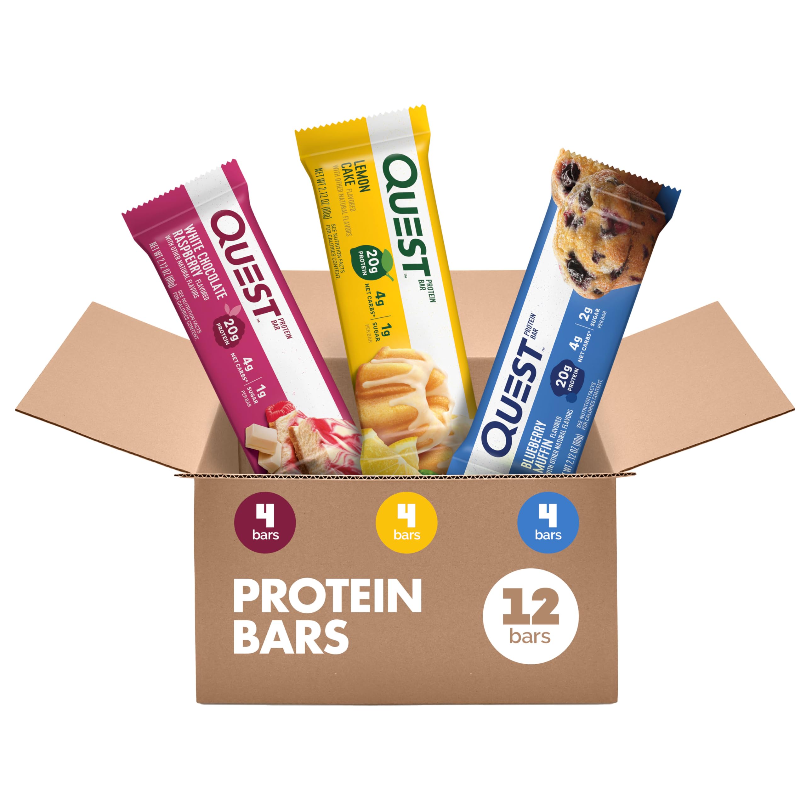 Quest Nutrition Fruit Flavored Variety Pack Protein Bars, High Protein, Low Carb, Gluten Free, Keto Friendly, 12 Count