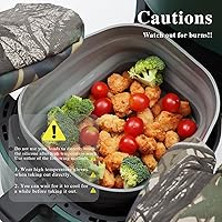 Vista 5 de Aichoof Forro rectangular para freidora de aire, olla redonda de silicona reutilizable, diseño de filtro de aceite antiadherente, tapete de cocina