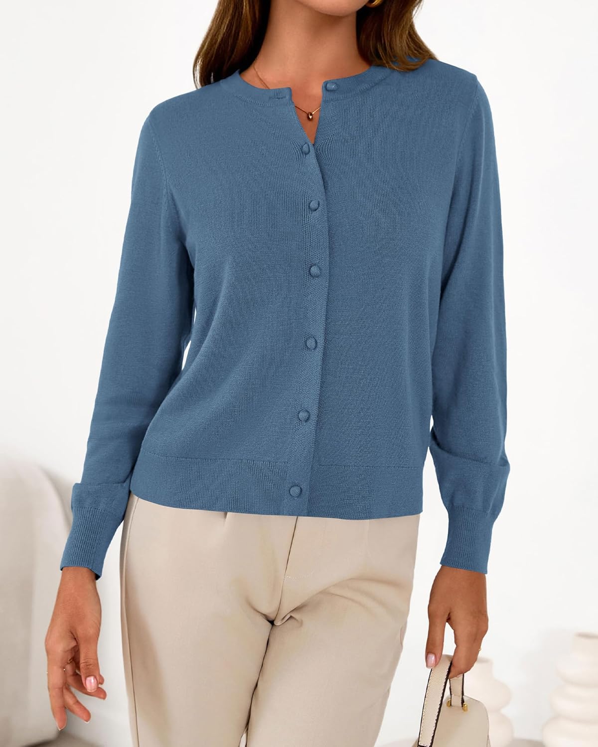 BTFBM Cardigan Sweaters for Women Cashmere Sweater Lightweight Button Down Casual Knit Shrugs Tops Early Spring Fashion - Image 4