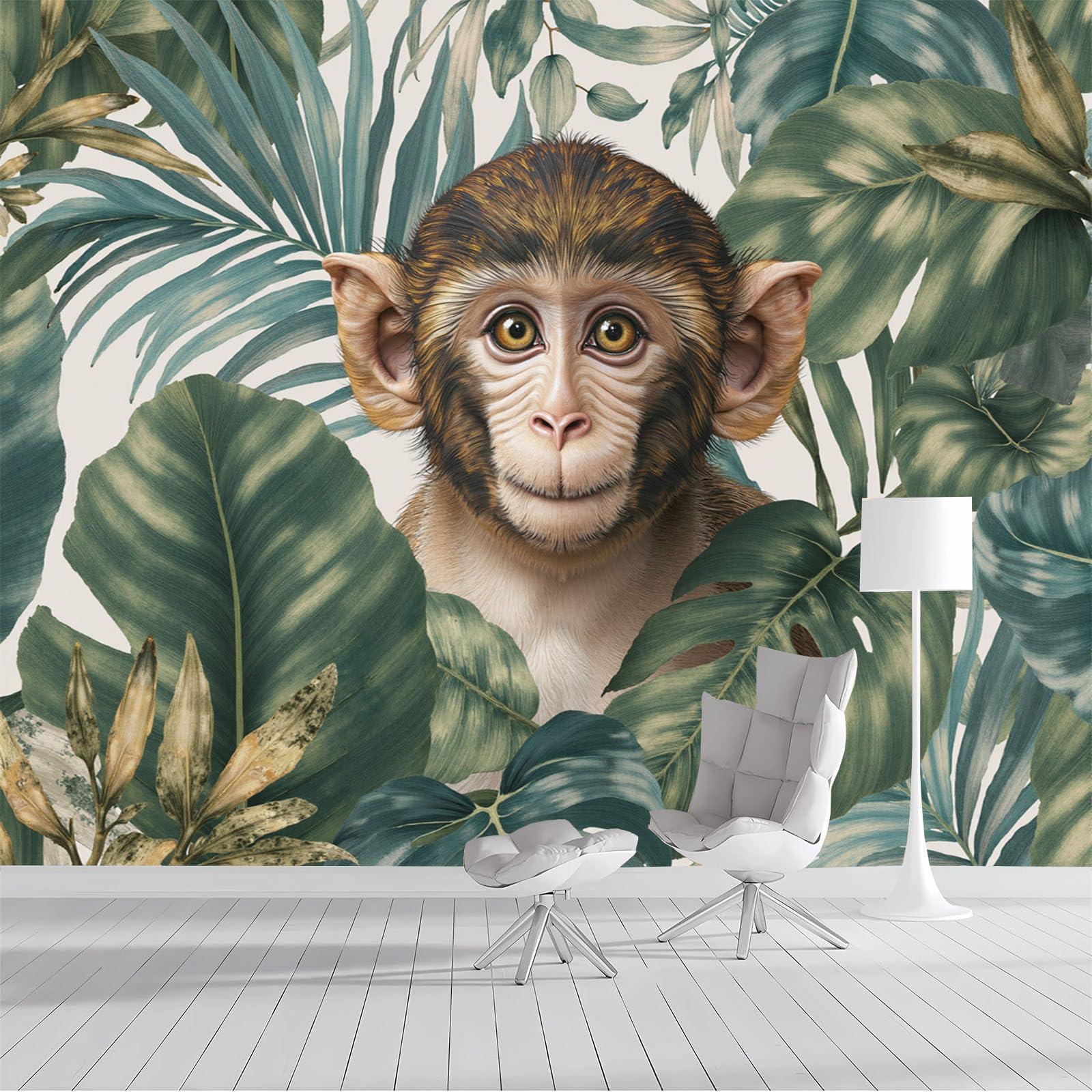 Papier Peint Forêt Tropicale Panoramique Singes Tapisserie Murale Salon XXL
