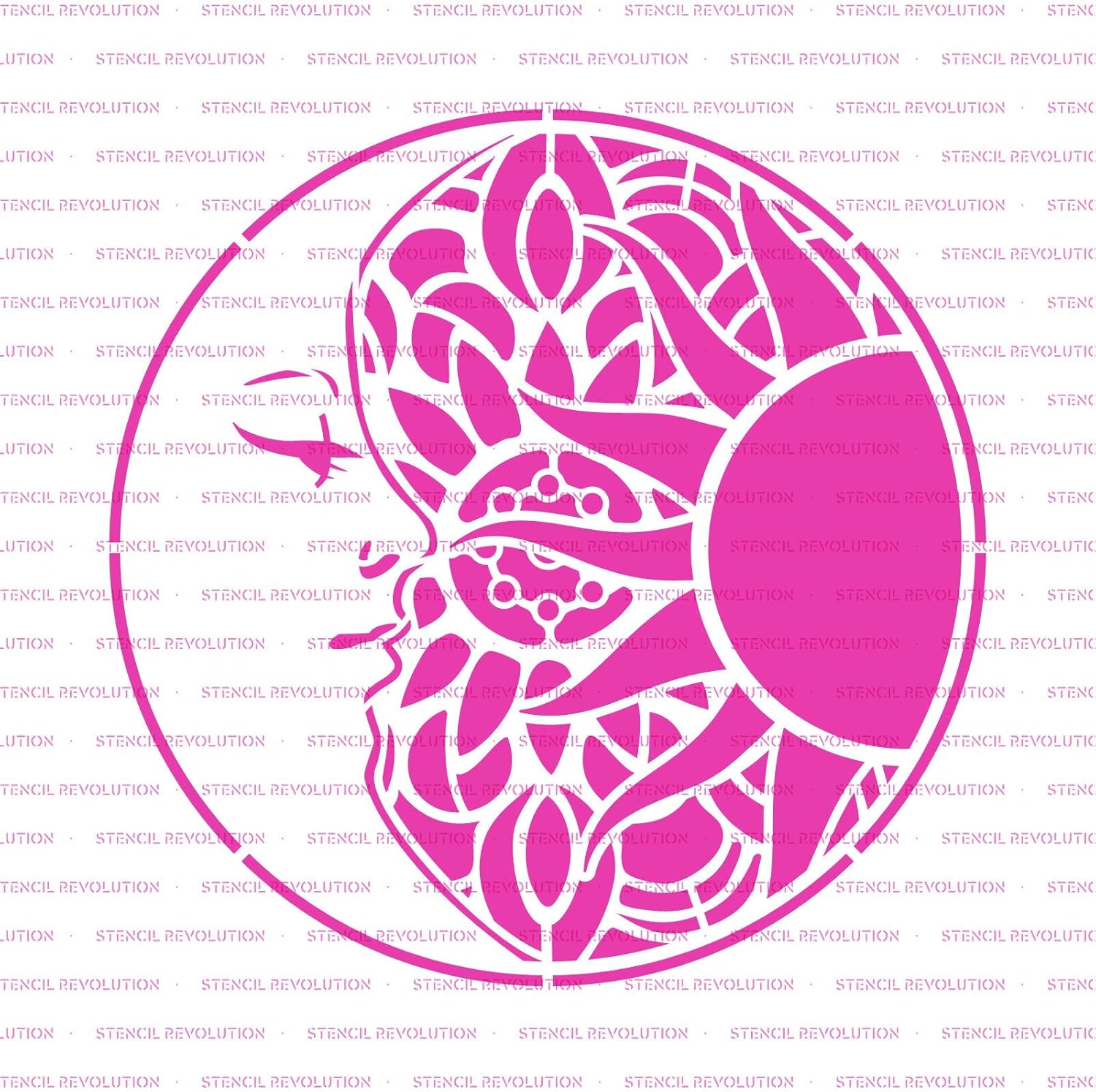 Mandala Sun and Moon Stencil - Sun and Moon Mandala Templates, Boho Stencils
