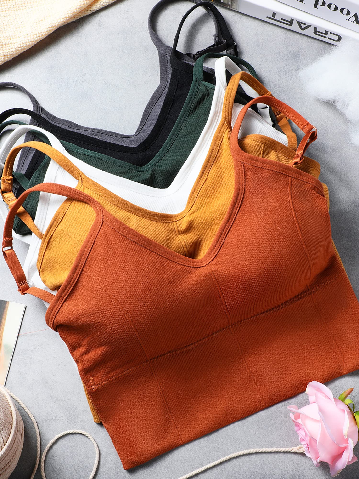 Geyoga 6 Reggiseno Canotta Imbottita Senza Cuciture Sportivo Cinghie Regolabili (M)