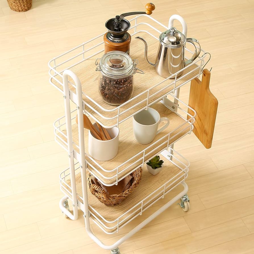 Amazon.co.jp: 不二貿易 キッチンワゴン 収納ラック 3段 幅45×奥行31.5